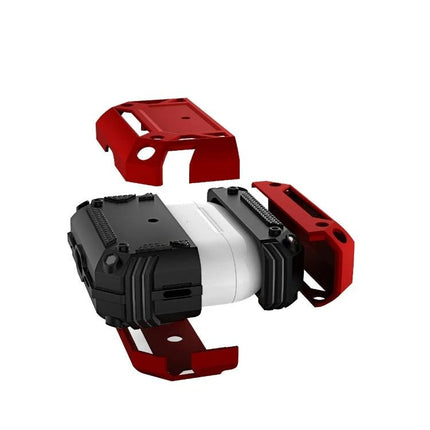 AirPods Protective Cover for Everyday Travel Protection - rugged red and black dustproof, drop-resistant case that charges without removal