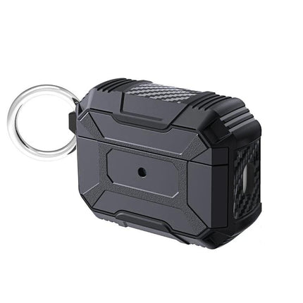 Simple Protective Cover for AirPods Pro 2 Daily Use - rugged dust-proof black case with built-in charging port and keyring