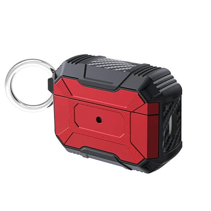 Simple Protective Cover for AirPods Pro 2 Daily Use — red rugged dust-proof case with keyring and built-in charging port