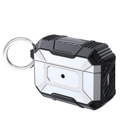 Simple Protective Cover for AirPods Pro 2 Daily Use rugged white and black dust-proof case with built-in charging port and keyring
