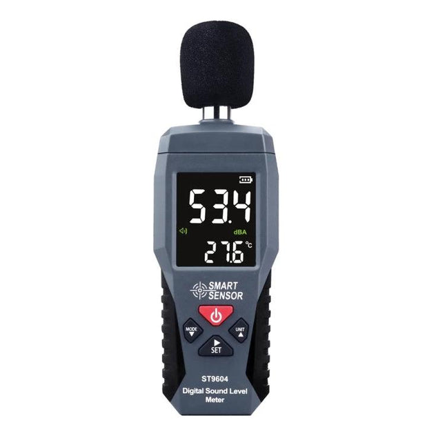 SmartSensor Decibel Detector for Everyday Noise Monitoring compact digital sound level meter showing 53.4 dBA display