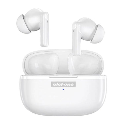Ulefone Buds Wireless Earbuds For Commute Work And Calls white earbuds with charging case, Bluetooth, IPX4, semi-in-ear comfort