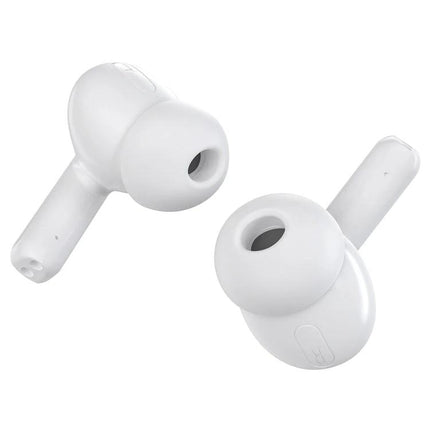 Ulefone Buds Wireless Earbuds For Commute Work And Calls white semi-in-ear earbuds with stem and silicone tips