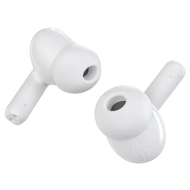 Ulefone Buds Wireless Earbuds For Commute Work And Calls white semi-in-ear earbuds with stem and silicone tips