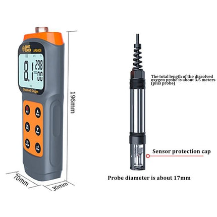 SmartSensor Portable Dissolved Oxygen Meter for Water Testing handheld DO meter with probe and dimensions for aquaculture and field testing