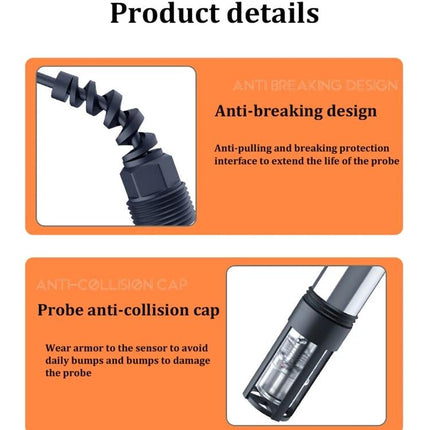 SmartSensor Portable Dissolved Oxygen Meter for Water Testing showing anti-breaking probe cable and probe anti-collision cap for field water quality checks