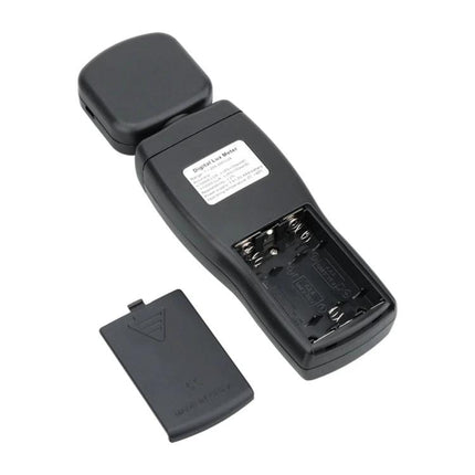 SmartSensor Handheld Light Meter for Home and Office Use - black handheld lux meter with battery compartment open