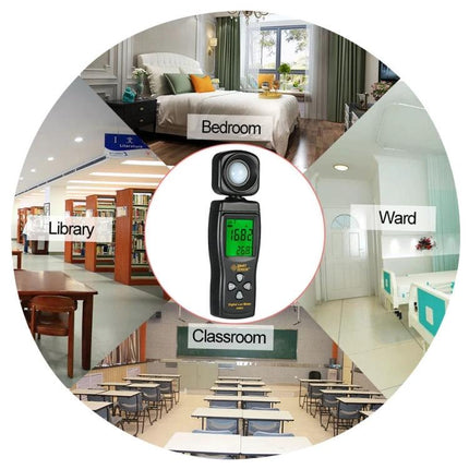 SmartSensor Handheld Light Meter for Home and Office Use measuring bedroom, library, classroom and ward light levels for optimal illumination
