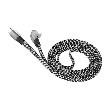 Essential USB-C to USB-C Cable for Everyday Device Charging — black nylon braided cable with zinc alloy angled connector for reliable charging