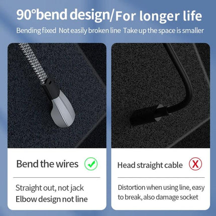 USB-C to Lightning Cable for Everyday Device Charging with 90° bend zinc alloy nylon reinforced durable charging cable