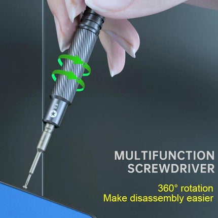 Portable Alloy Magnetic Screwdriver Kit for Phone Repair showing handheld magnetic precision screwdriver with 360° rotation for smartphone disassembly
