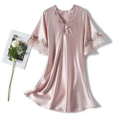 Chic Scalloped V-Neck Loose Summer Nightdress for Women