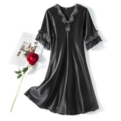 Chic Scalloped V-Neck Loose Summer Nightdress for Women