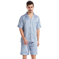 Men's Summer Short Pajama Set in Lightweight Solid Colors