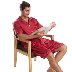 Men's Summer Short Pajama Set in Lightweight Solid Colors