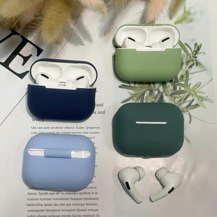 Silicone Protective Case for Everyday Earphone Use - slim silicone case in green blue navy for wireless earbuds with charging access