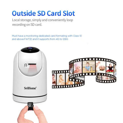 SriHome Wireless Pan-Tilt Camera for Indoor Security Monitoring
