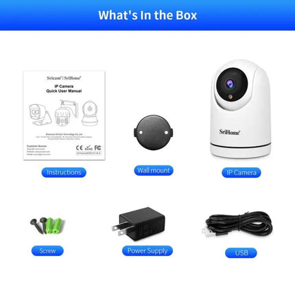SriHome Wireless Pan-Tilt Camera for Indoor Security Monitoring