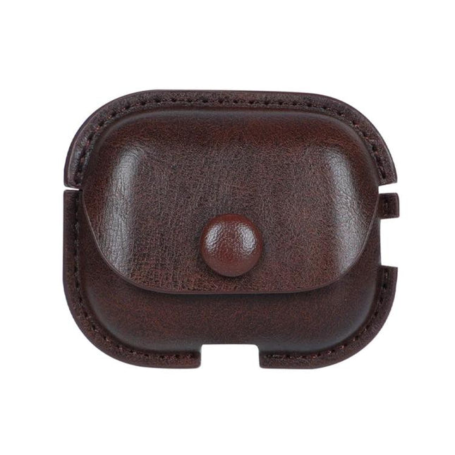 Stylish PU Leather Case for Everyday Earphone Protection in brown with snap closure, dust- and scratch-resistant durable PU leather