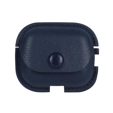 Stylish PU Leather Case for Everyday Earphone Protection in navy blue, durable fingerprint‑resistant cover with snap button for charging access