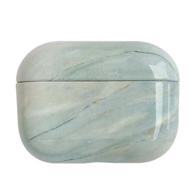Marble Protective Case for Everyday Earphone Protection in pale green marble finish, compact scratch-resistant earbud case
