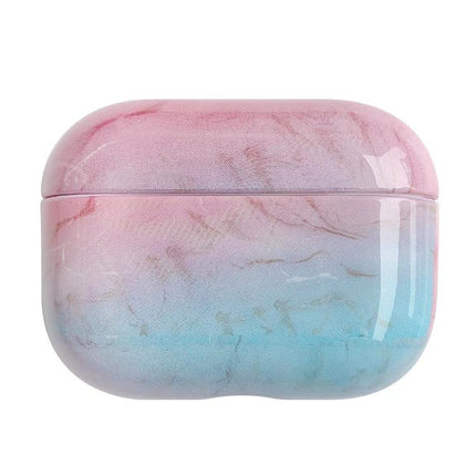 Marble Protective Case for Everyday Earphone Protection in pastel pink blue marble finish