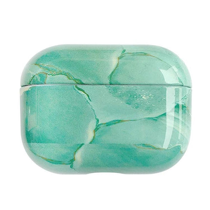Marble Protective Case for Everyday Earphone Protection in green marble finish, slim scratch-resistant pocket-safe design