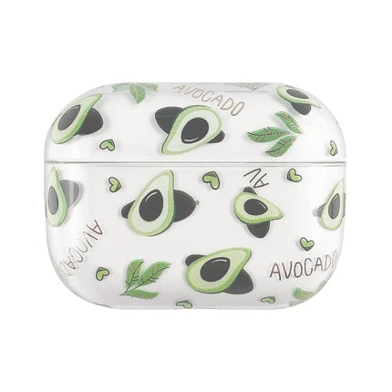 Fruit-Patterned Protective Case for Everyday Earbud Use, white avocado print durable PC protective earbud case