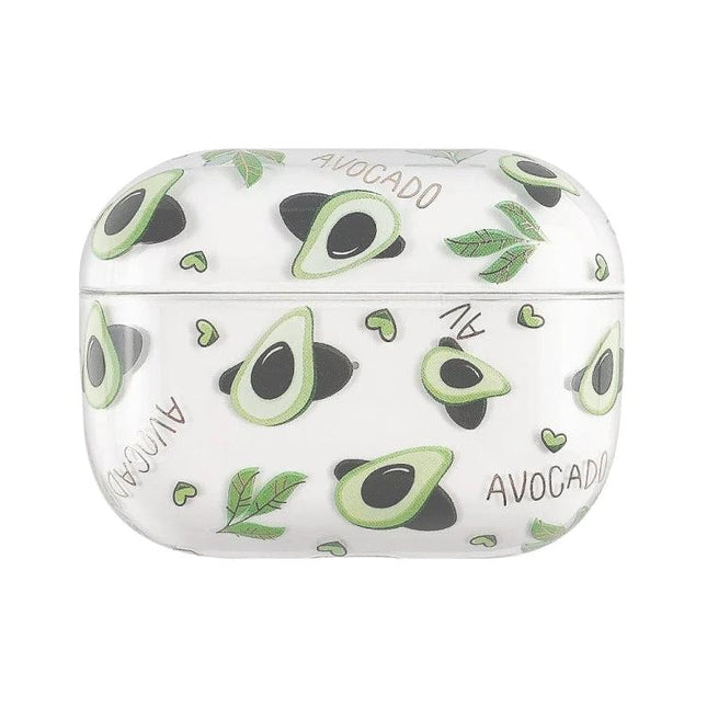 Fruit-Patterned Protective Case for Everyday Earbud Use, white avocado print durable PC protective earbud case