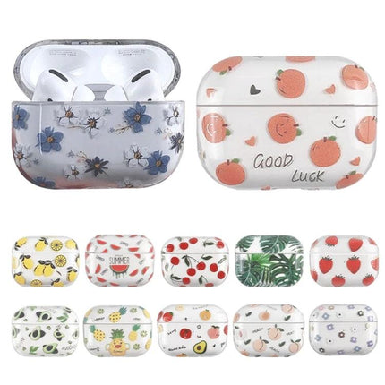 Fruit-Patterned Protective Case for Everyday Earbud Use - compact durable PC case with assorted fruit and floral prints for easy access and charging