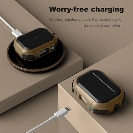 Daily Protective Case for Earphones During Commutes showing dustproof antifouling case clipped to bag with wireless and wired charging ports