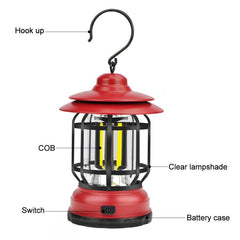 Vintage-Style Portable Camping Lantern with LED Light