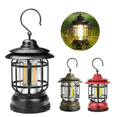 Vintage-Style Portable Camping Lantern with LED Light