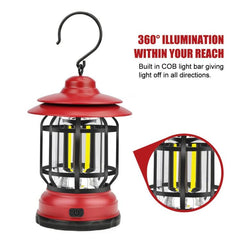 Vintage-Style Portable Camping Lantern with LED Light