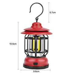 Vintage-Style Portable Camping Lantern with LED Light