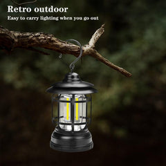 Vintage-Style Portable Camping Lantern with LED Light