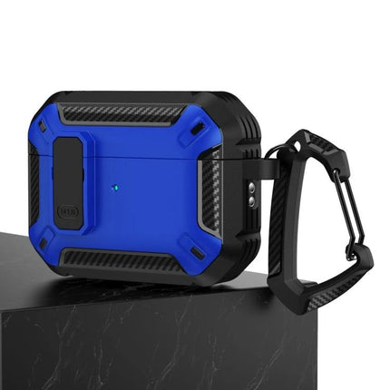 Practical Protective Case for Earphones During Daily Activities rugged blue shockproof case with carabiner for commuting and workouts