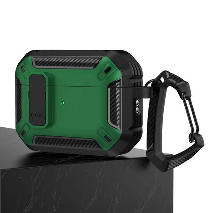 Practical Protective Case for Earphones During Daily Activities - rugged green shockproof 360° coverage with carabiner