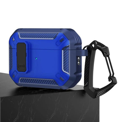 Practical Protective Case for Earphones During Daily Activities – rugged blue 360° shockproof earbud case with carabiner for commuting and workouts