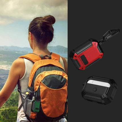 Practical Protective Case for Earphones During Daily Activities shown attached to hiker backpack for 360-degree scratch and drop protection
