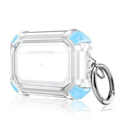 Stylish Protective Case for Your Earphones in Daily Use - clear shockproof keyring case with blue corner bumpers