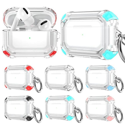 Stylish Protective Case for Your Earphones in Daily Use - clear slim shockproof earbud case with keyring, corners in multiple colors