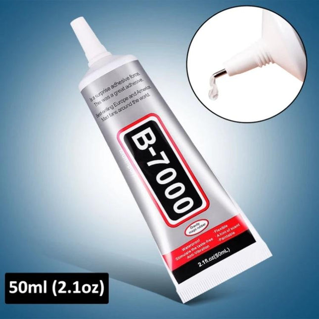 B-7000 Multi-Purpose Adhesive Glue for Everyday Material Bonding - 50ml tube with clear glue dispensing, ideal for plastic, glass, electronics and crafts