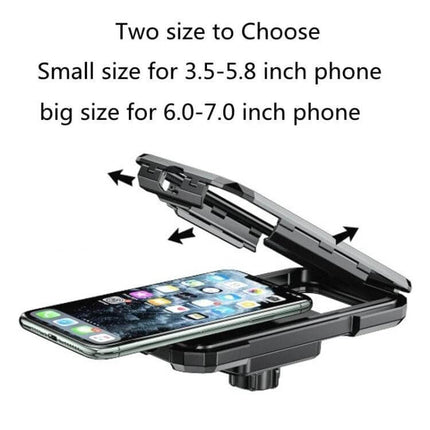 Rearview Mirror Phone Holder With Wireless Charging showing adjustable clamp fit for 3.5–7.0 inch phones, wireless and wired charging options