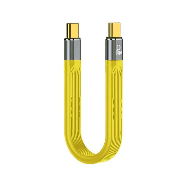 Portable Flexible Cable for Everyday Device Connections - yellow 10Gbps USB-C cable for fast charging and 10Gbps data transfer, compact travel-friendly design