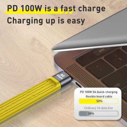 Flexible USB-C Cable for Everyday Device Connections on the Go — 100W PD charging and durable flexible TPE cable plugged into laptop