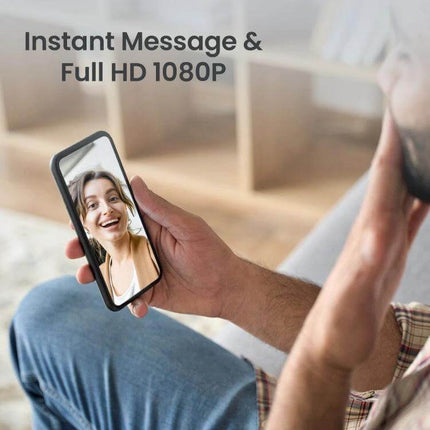 Wireless Smart Video Doorbell for Easy Home Monitoring with Wide Angle showing live HD 1080p smartphone two-way video call