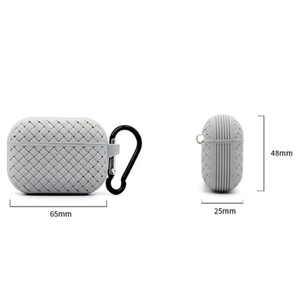 Protective Case for Safeguarding AirPods in Daily Life - woven-texture gray case with carabiner, 65x48x25mm, charging port access