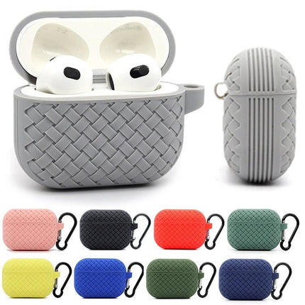 Protective Case for Safeguarding AirPods in Daily Life - woven silicone AirPods case with charging port access, carabiner, multiple color options