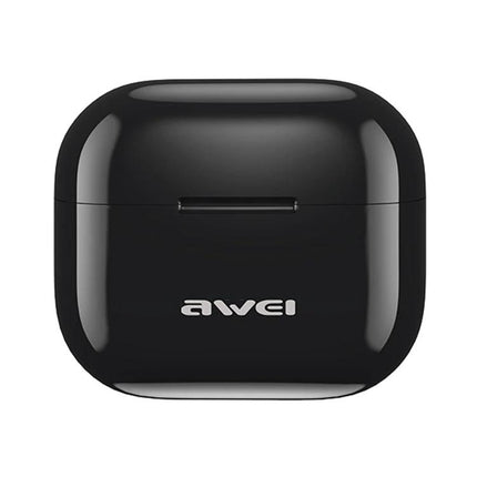 Alt Tag: Awei True Wireless Earbuds With Secure Fit For Running And Calls compact black charging case for active use